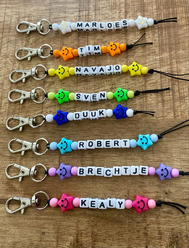 Naamsleutelhanger Smiley Ster Los Of Als Traktatie Met Fruit Sleutels Vegan Glutenvrij