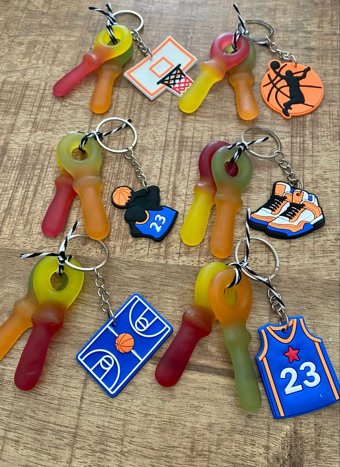Basketbal Sleutelhanger Traktatie Met Fruit Sleutels Vegan Glutenvrij