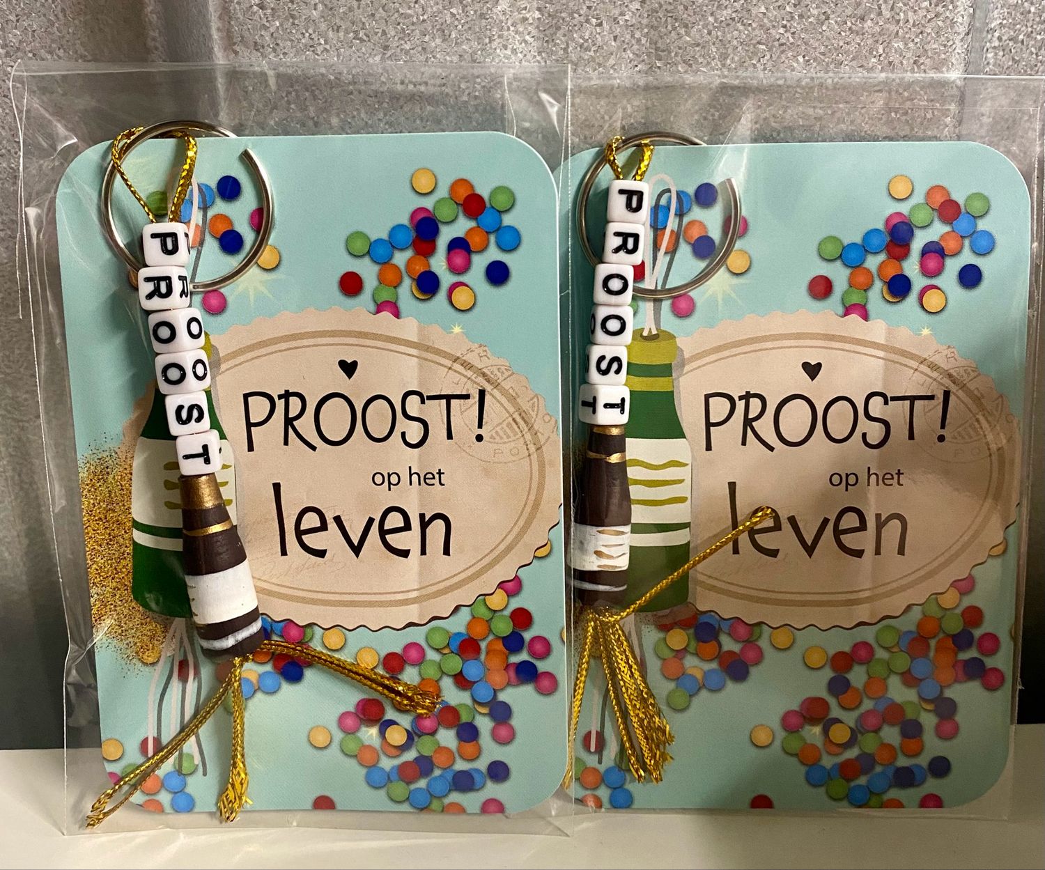 Gelukspresentje "Proost! Op het leven" Gelukspoppetjes Met Kaartje