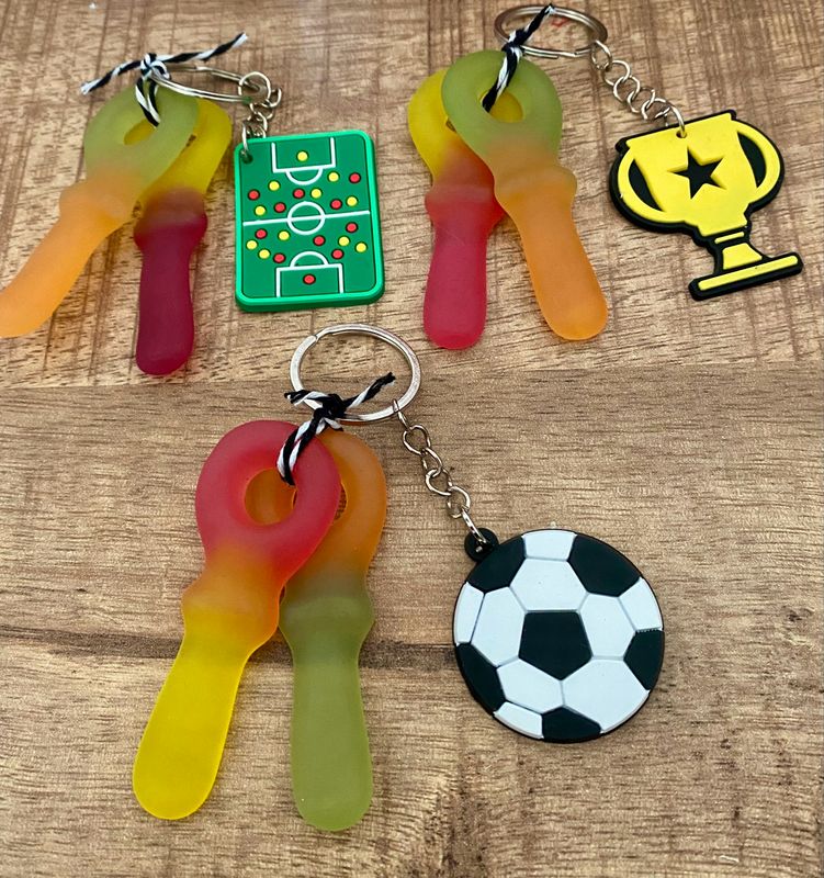 Voetbal Thema Sleutelhanger Traktatie Met Fruit Sleutels Vegan Glutenvrij