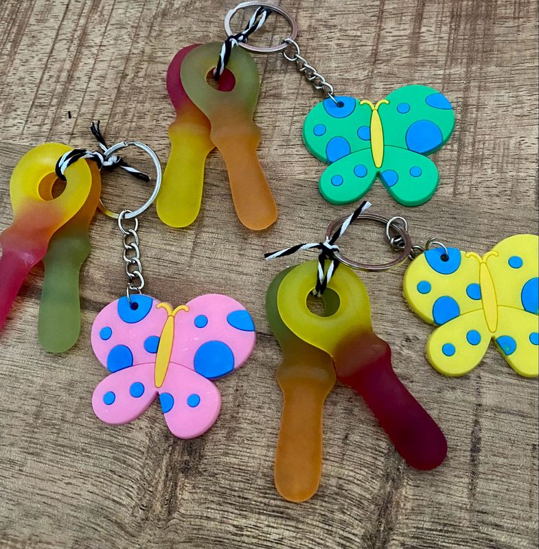 Vlinder Sleutelhanger Traktatie Met Fruit Sleutels Vegan Glutenvrij