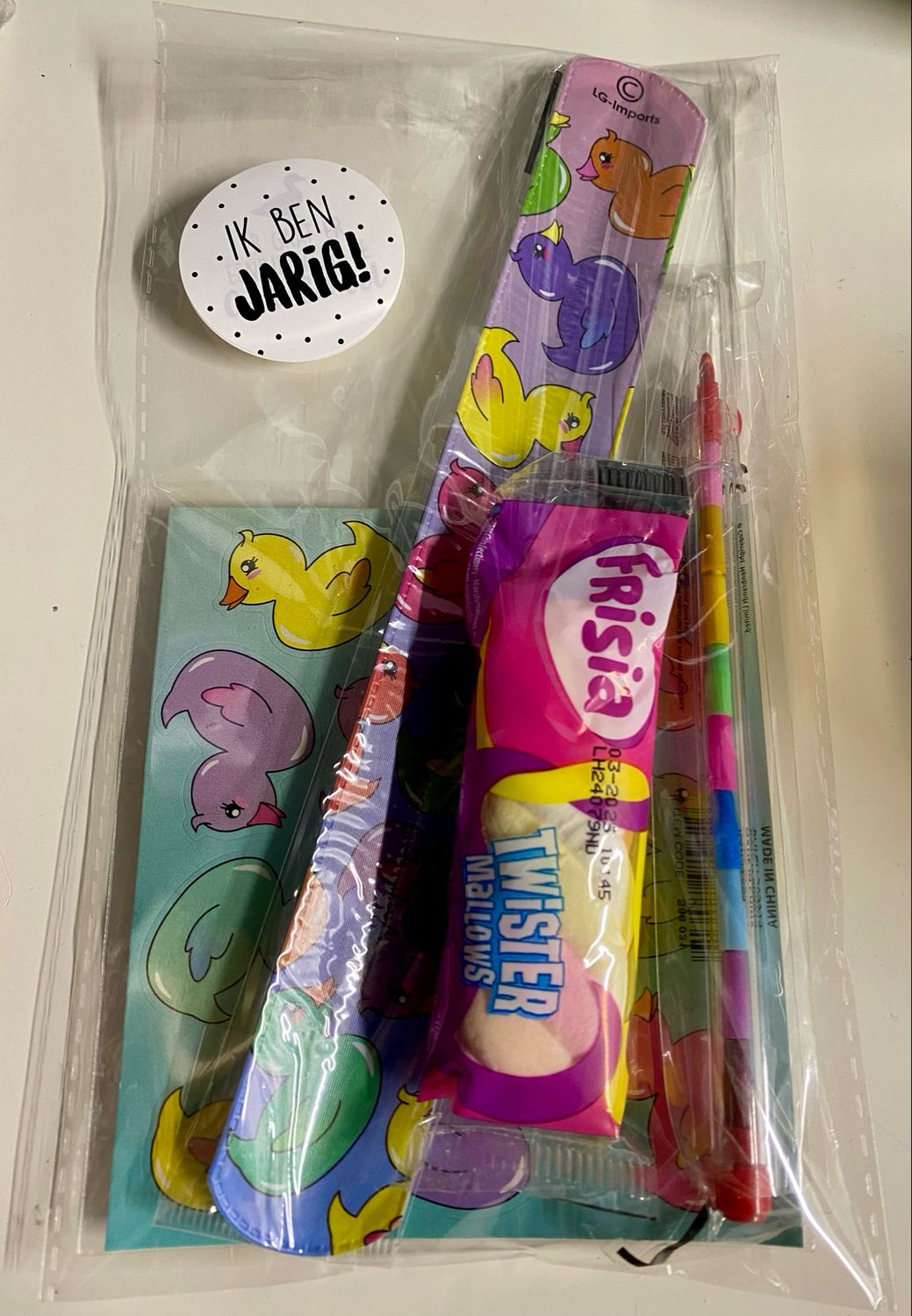 Traktatie Eendjes / Badeendjes Klaparmbandje Potlood Stickervel Met of Zonder Snoepjes