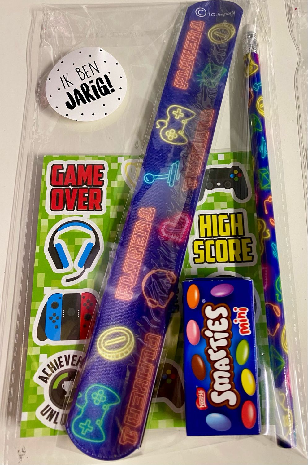 Traktatie Gamen Klaparmbandje Potlood Stickervel Met of Zonder Snoepjes