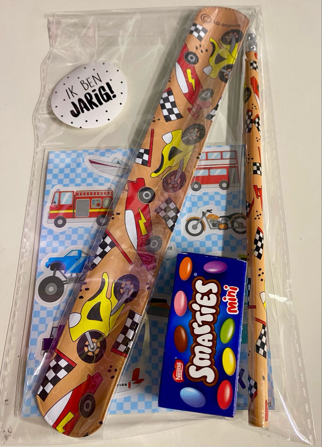 Traktatie Voertuigen/ Vervoer Klaparmbandje Potlood Stickervel Met of Zonder Snoepjes