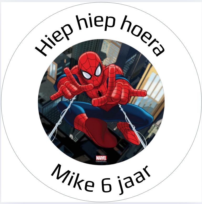 Traktatie Stickers Spiderman Met Naam Rond 40 mm vel 20 stks