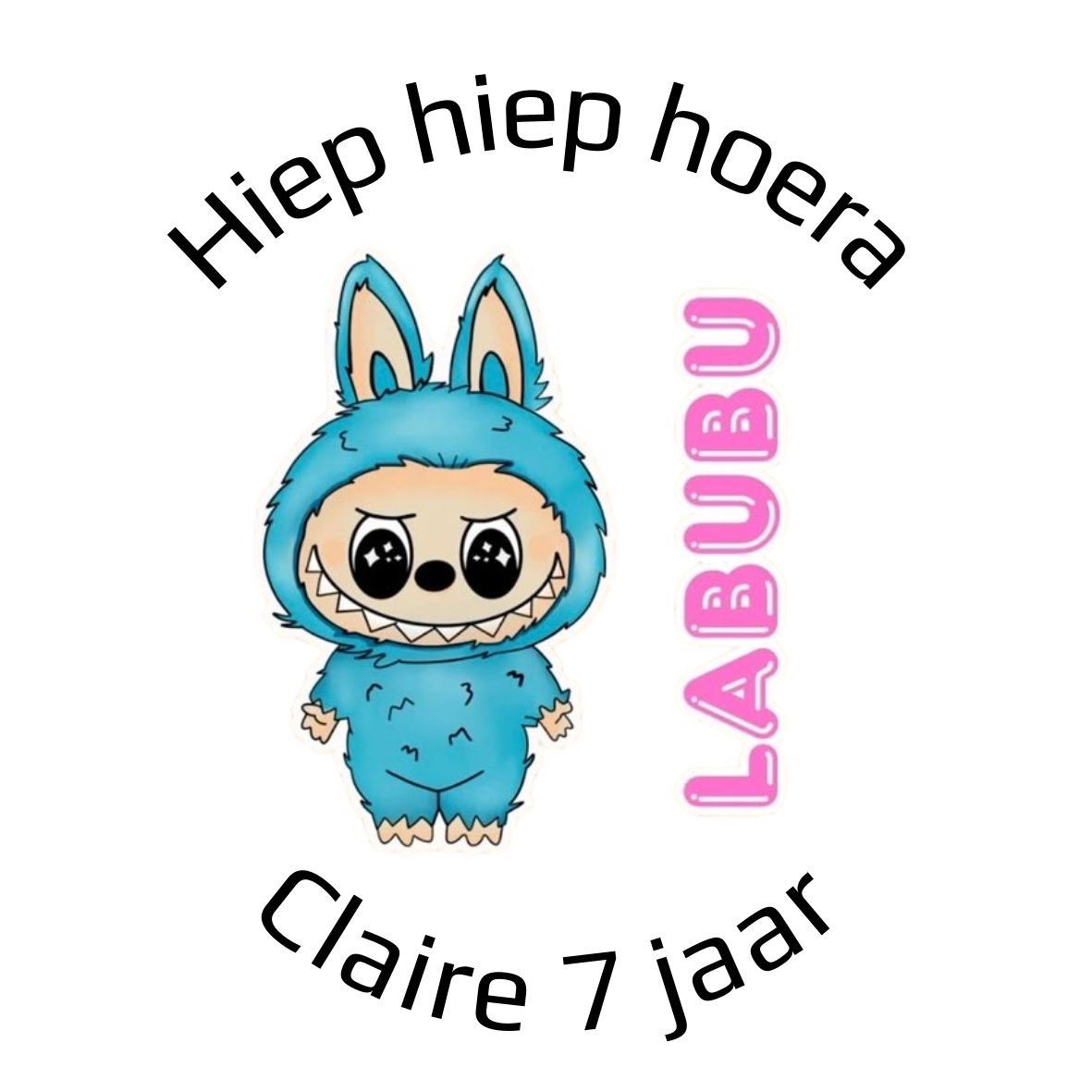 Traktatie Stickers Labubu Met Naam Rond 40 mm vel 20 stks