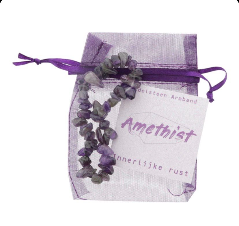 Amethist armband in organza zakje