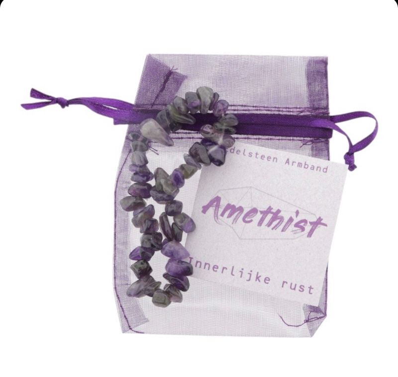Amethist armband in organza zakje Amethist armband in organza zakje