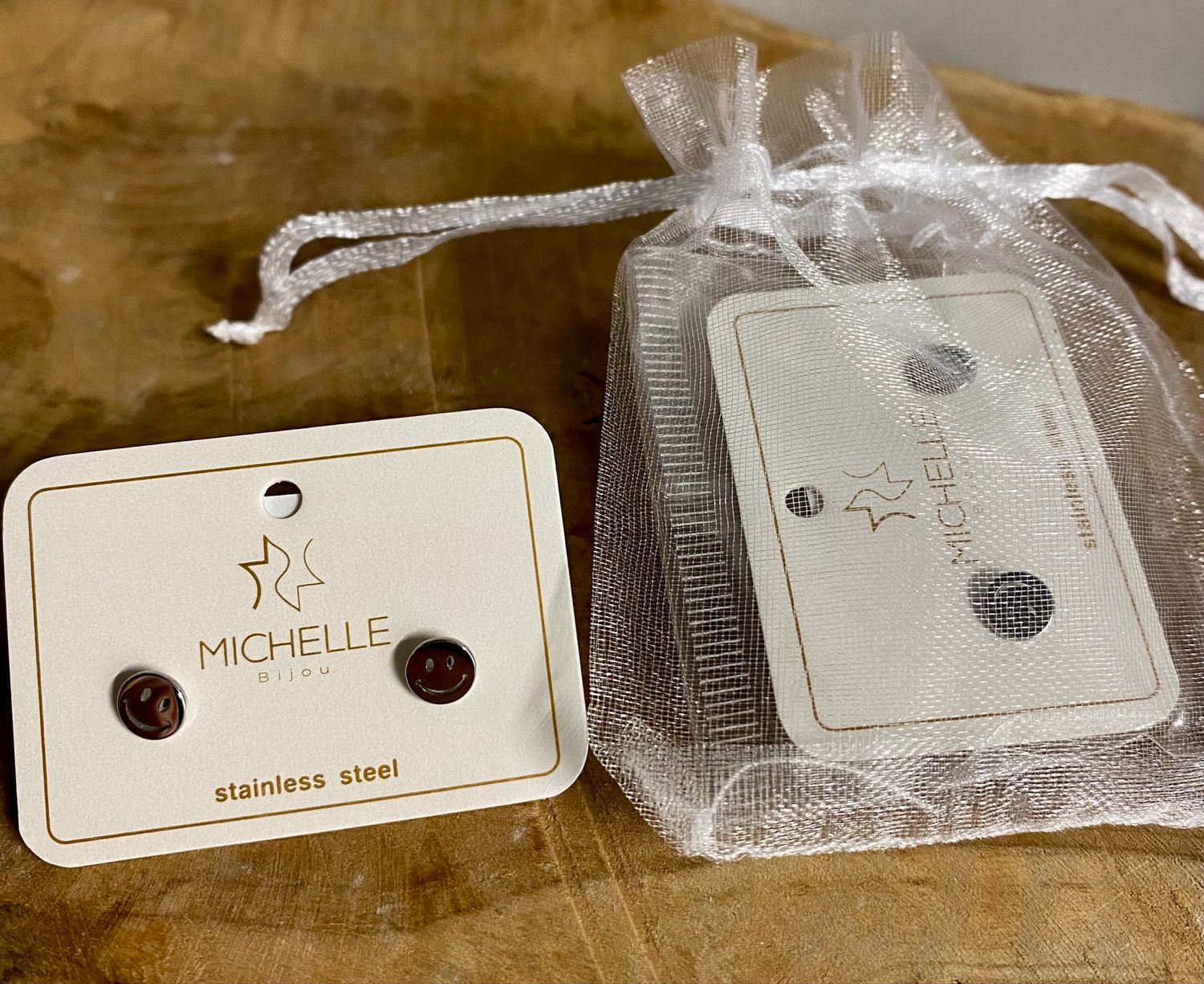 Cadeausetje Oorbellen Smiley Studs JE12693 - SILVER Stainless Steel