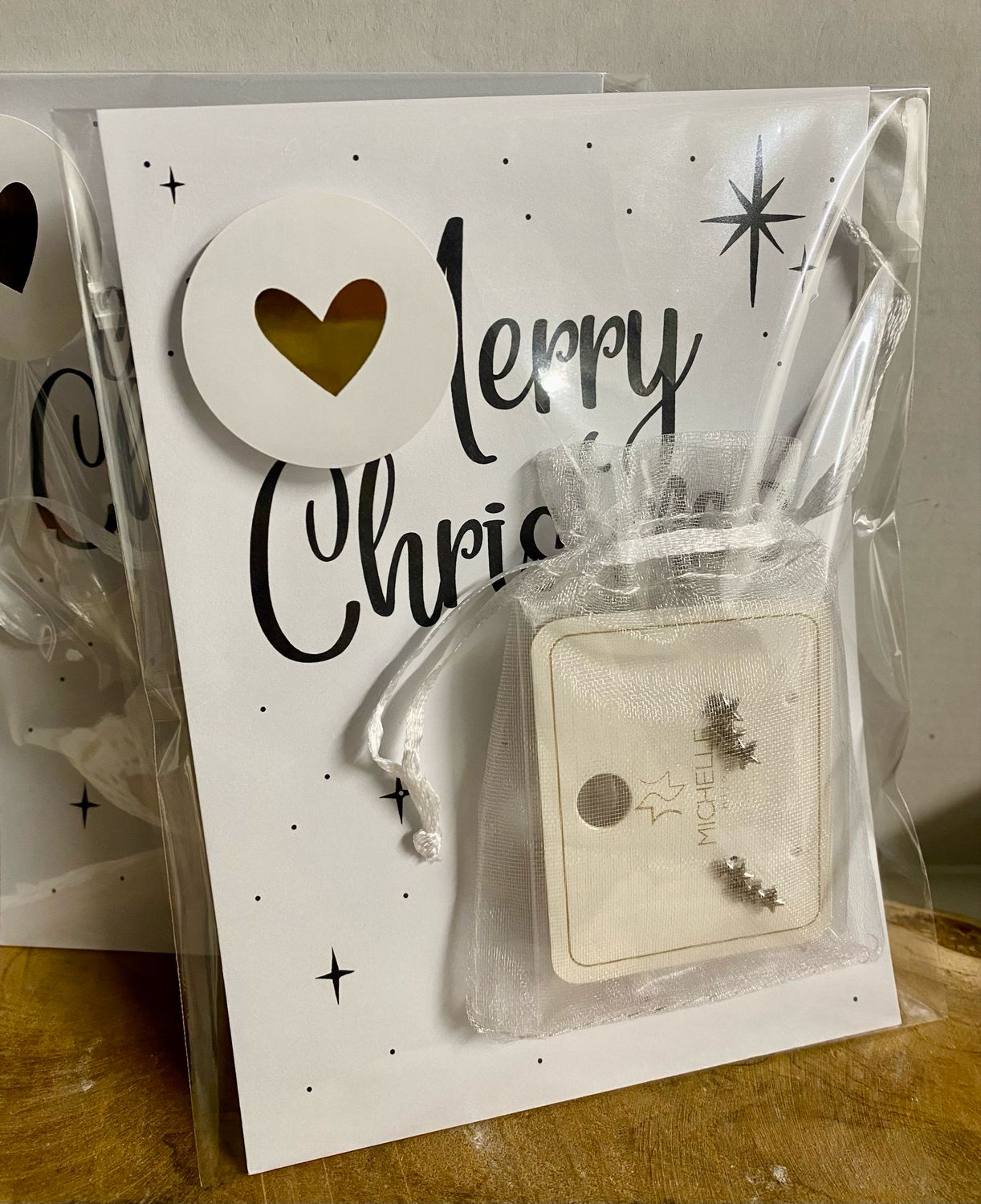 Cadeausetje Merry Christmas Oorbellen 3 Sterren Studs JE16179 - SILVER Stainless Steel