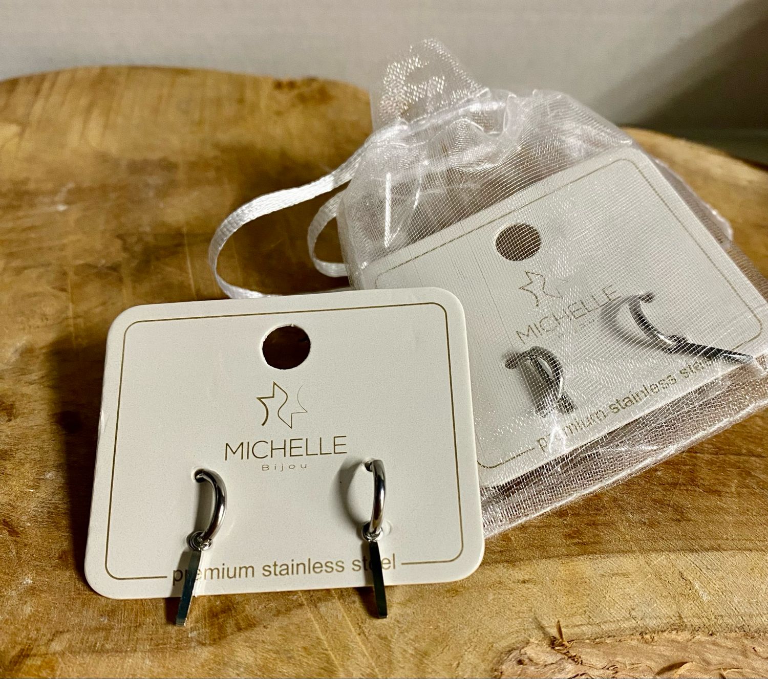 Cadeausetje Oorbellen Creool Met Plat Staafje JE12264 - SILVER Stainless Steel