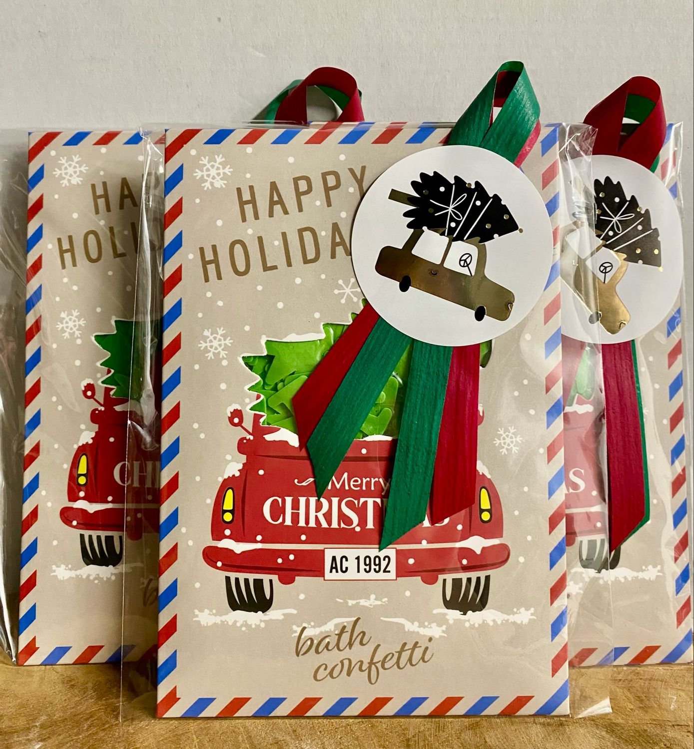 Happy Holidays wenskaart met badconfetti Happy Holidays wenskaart met badconfetti