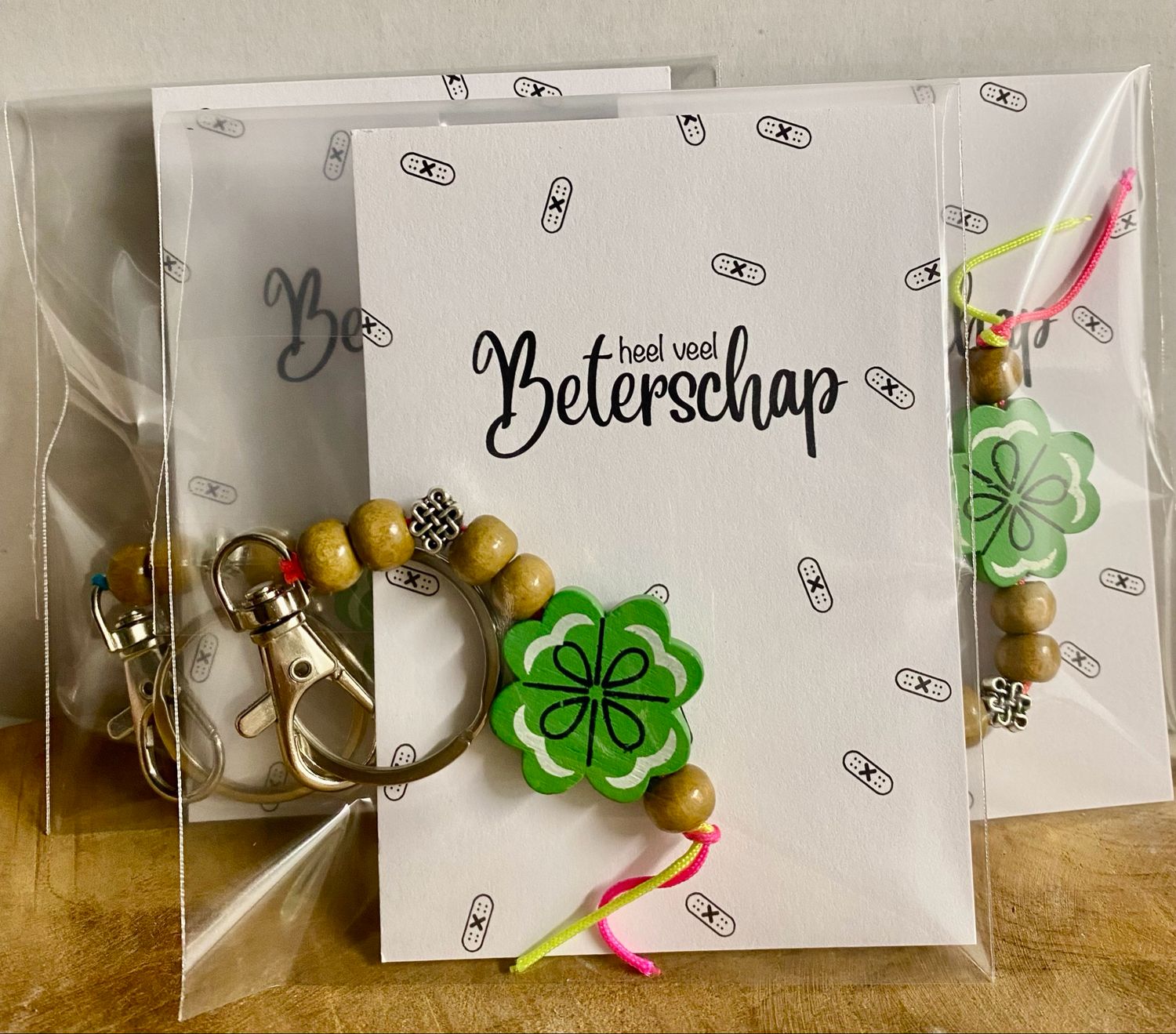 Presentje Beterschap Klaver Sleutelhanger Presentje Beterschap Klaver Sleutelhanger