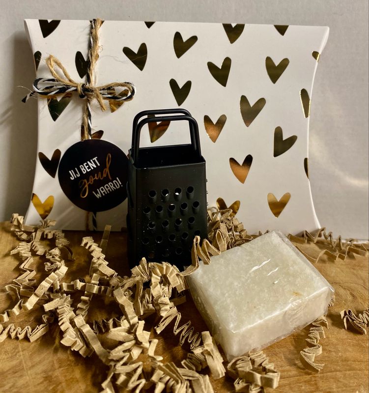 Cadeauset Goud Waard Amberblokje & Rasp Cadeauset Goud Waard Amberblokje & Rasp