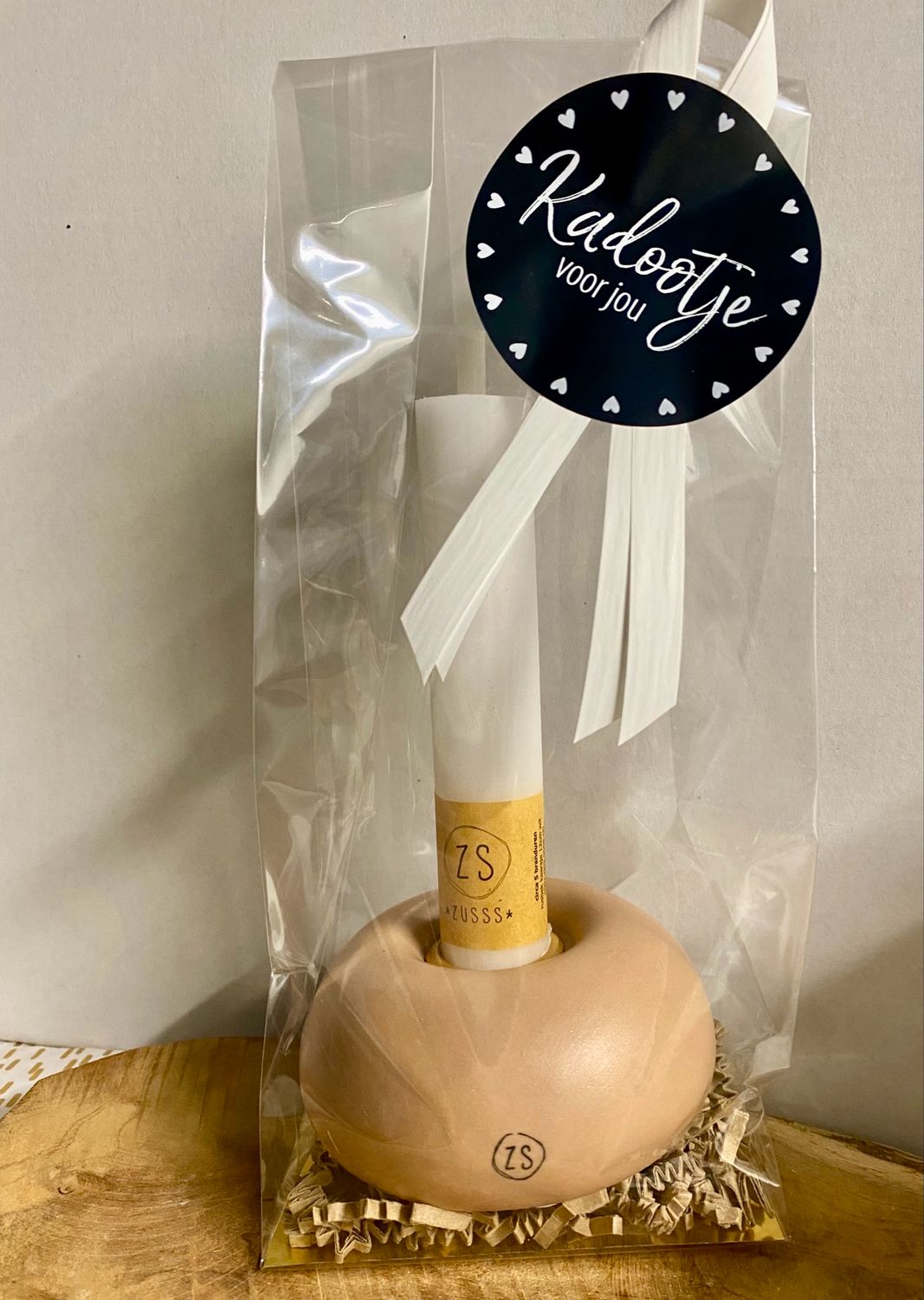 ZUSSS KERAMIEKEN KANDELAAR ROND LEEM MET KAARS