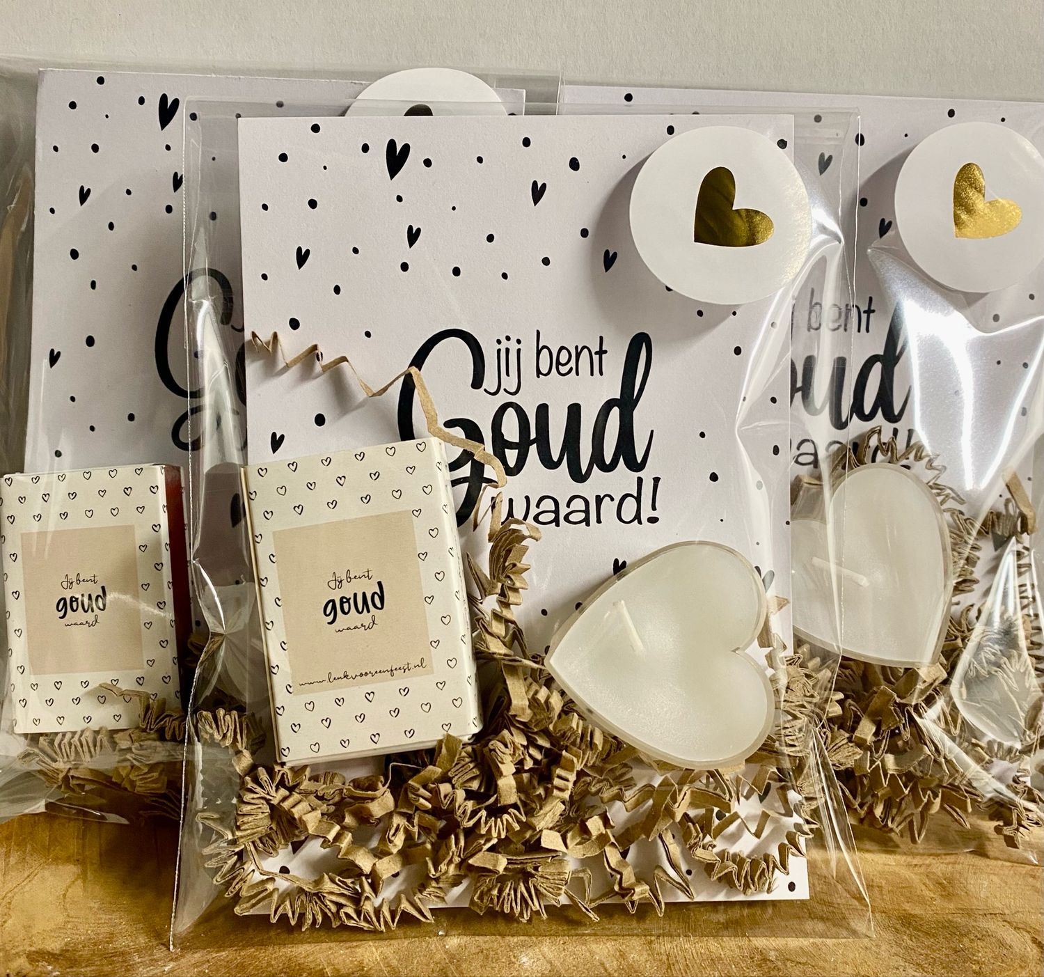 Jij Bent Goud Waard Kaartje Luciferdoosje Waxine Hartje