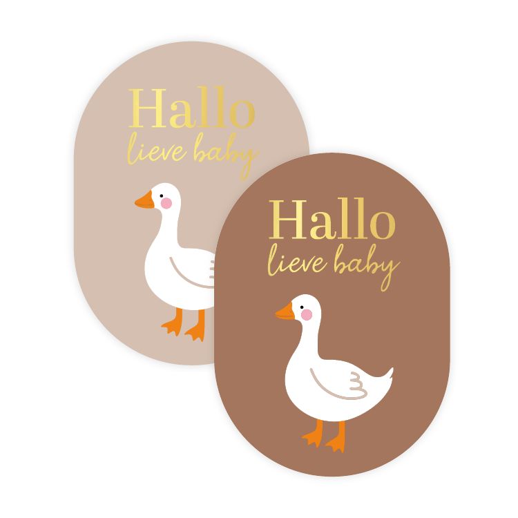 KP® Stickers 43x59mm - Hallo lieve baby + goose per 10 stks