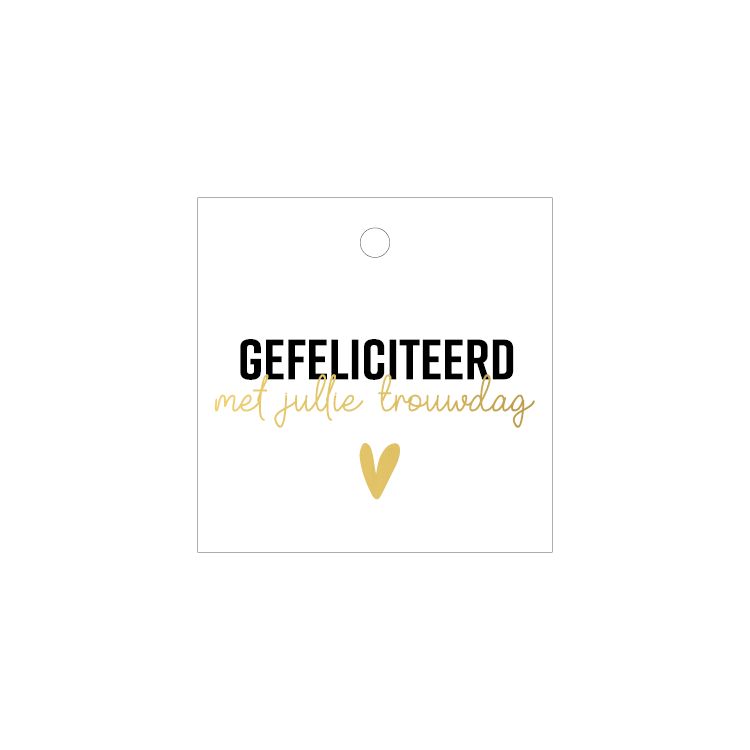 KP® Cadeaulabel - Gefeliciteerd met jullie trouwdag - 60x60mm