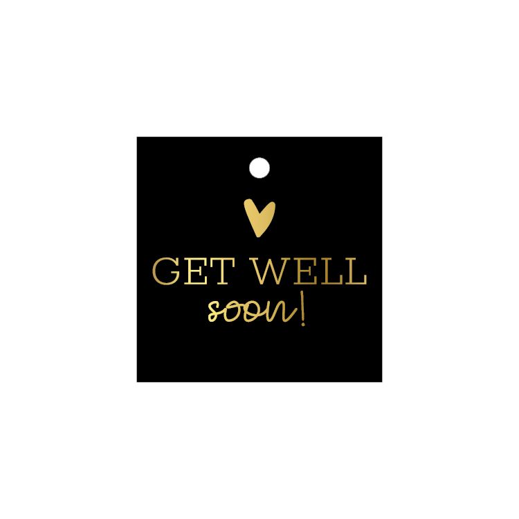 KP® Cadeaulabel - Get well soon - 60x60mm