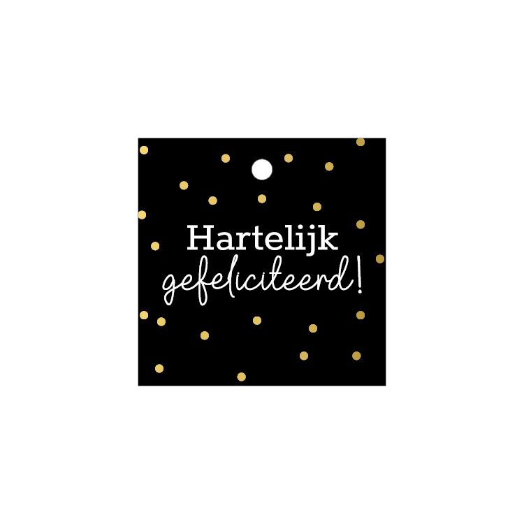 KP® Cadeaulabel - Hartelijk gefeliciteerd - 60x60mm