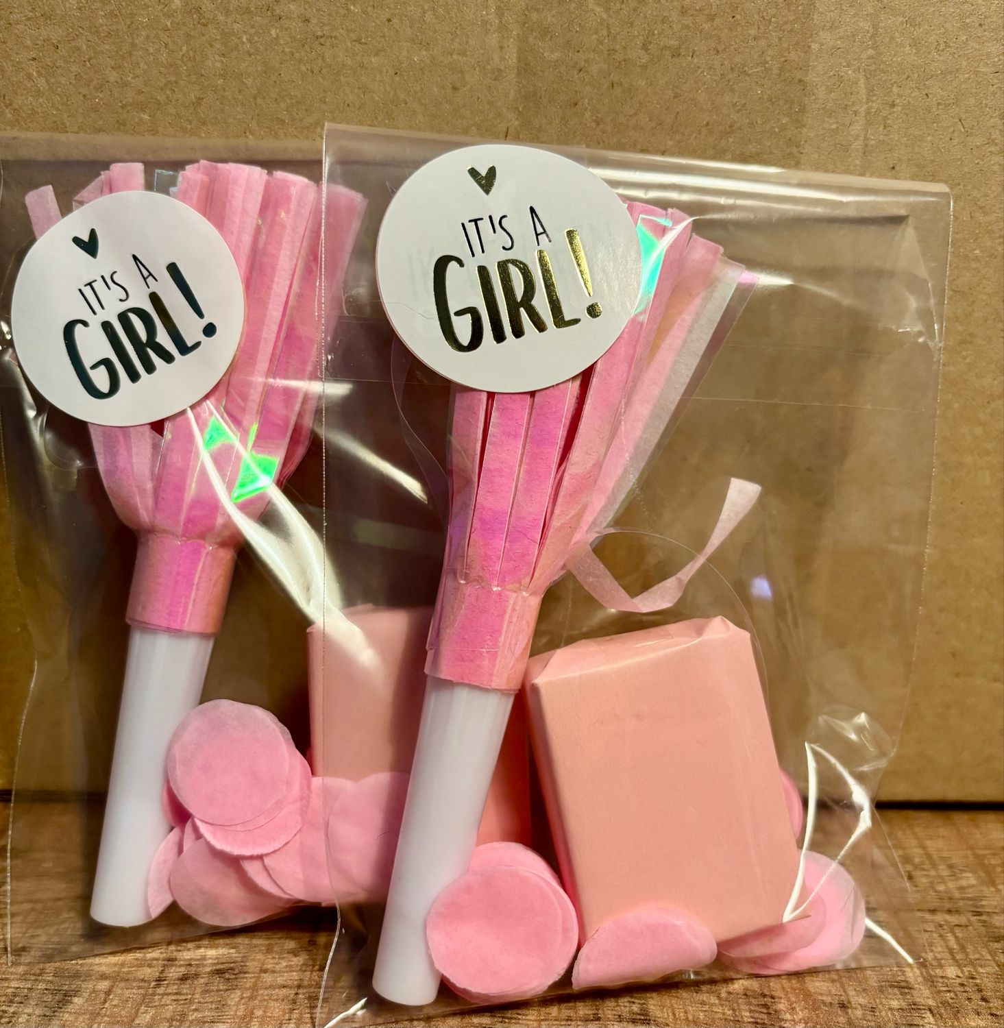 Geboorte Traktatie Feesttoeter Met Rozijntjes Roze