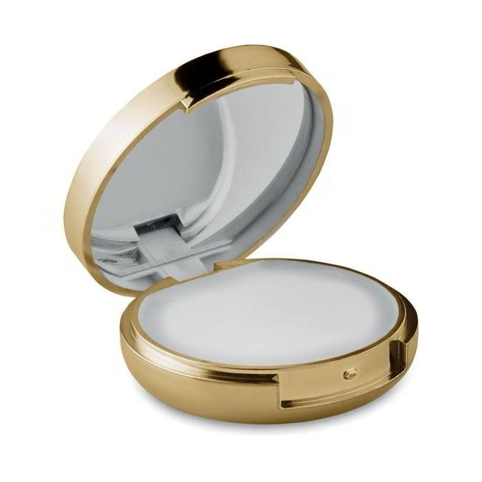 Blanco Lipbalm Rond Doosje Met Spiegel Goud