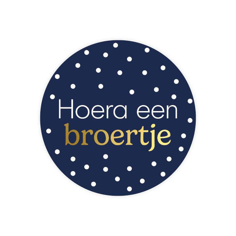 KP® Stickers D40mm - Hoera een broertje + stippen 10 Stks