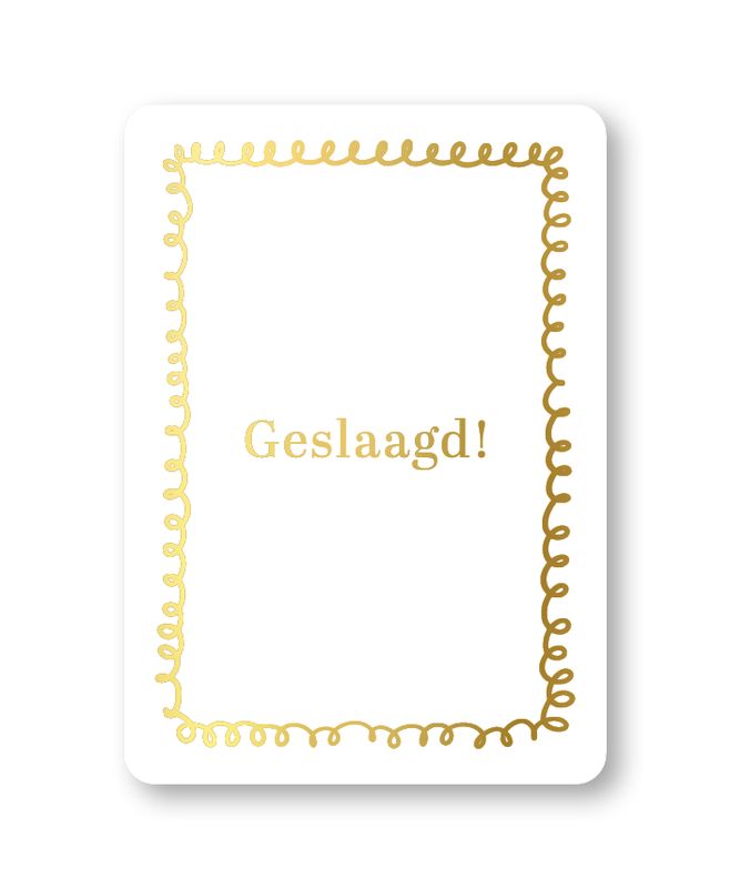 KP® Wenskaart A6 - Geslaagd (wit/goud)