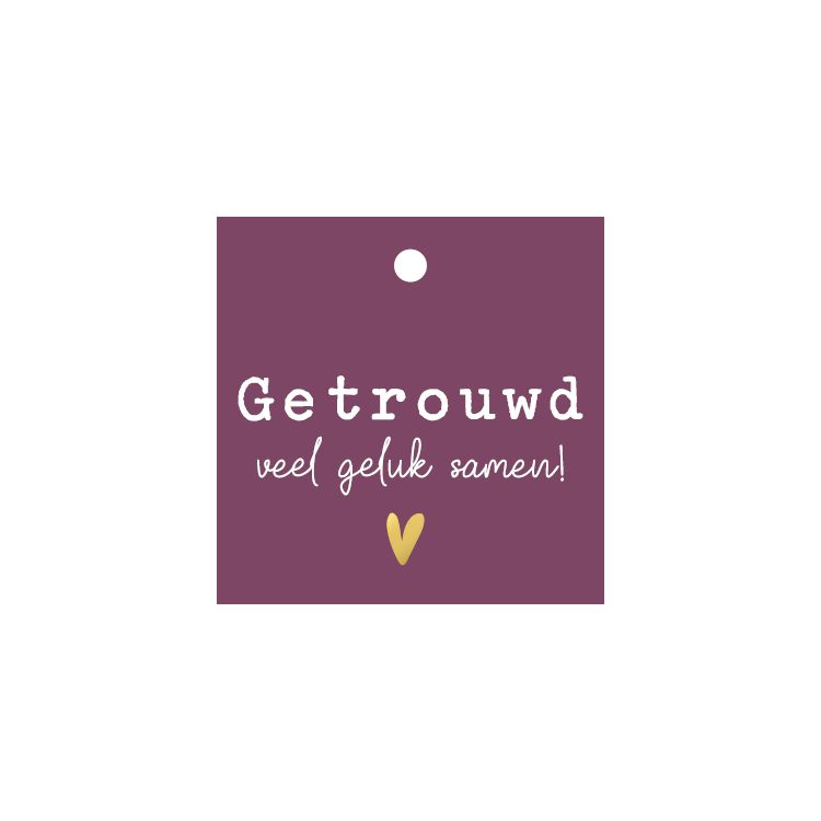 KP® Cadeaulabel - Getrouwd veel geluk samen - 60x60mm KP® Cadeaulabel - Getrouwd veel geluk samen - 60x60mm