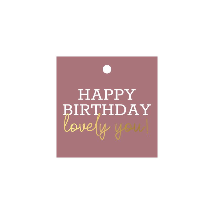 KP® Cadeaulabel - Happy Birthday lovely you - 60x60mm