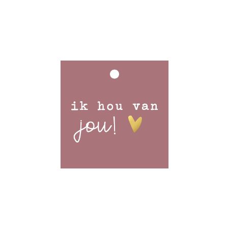 KP® Cadeaulabel - Ik hou van jou - 60x60mm