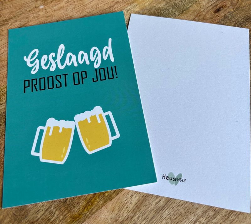 Heusmooi Ansichtkaart a6 Geslaagd Proost Op Jou Bier