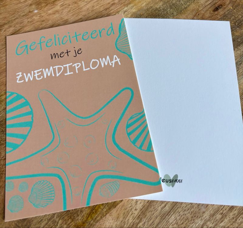 Heusmooi Ansichtkaart a6 Gefeliciteerd Met Je Zwemdiploma
