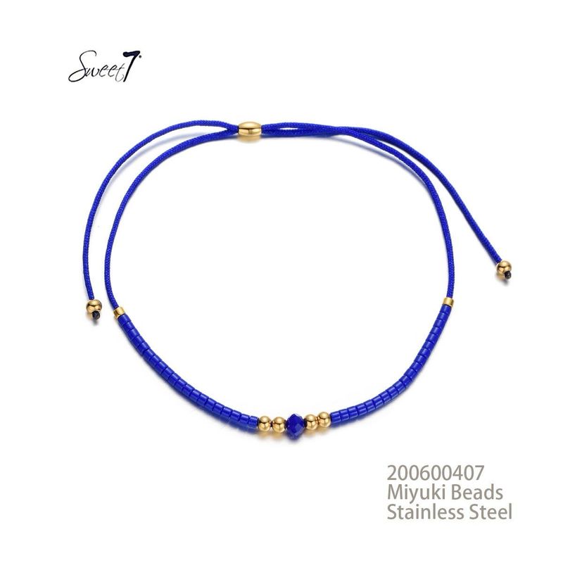 Sweet 7 Armbandje Blauw Verstbaar Miyuki Beads Stainless Steel Sweet 7 Armbandje Blauw Verstbaar Miyuki Beads Stainless Steel