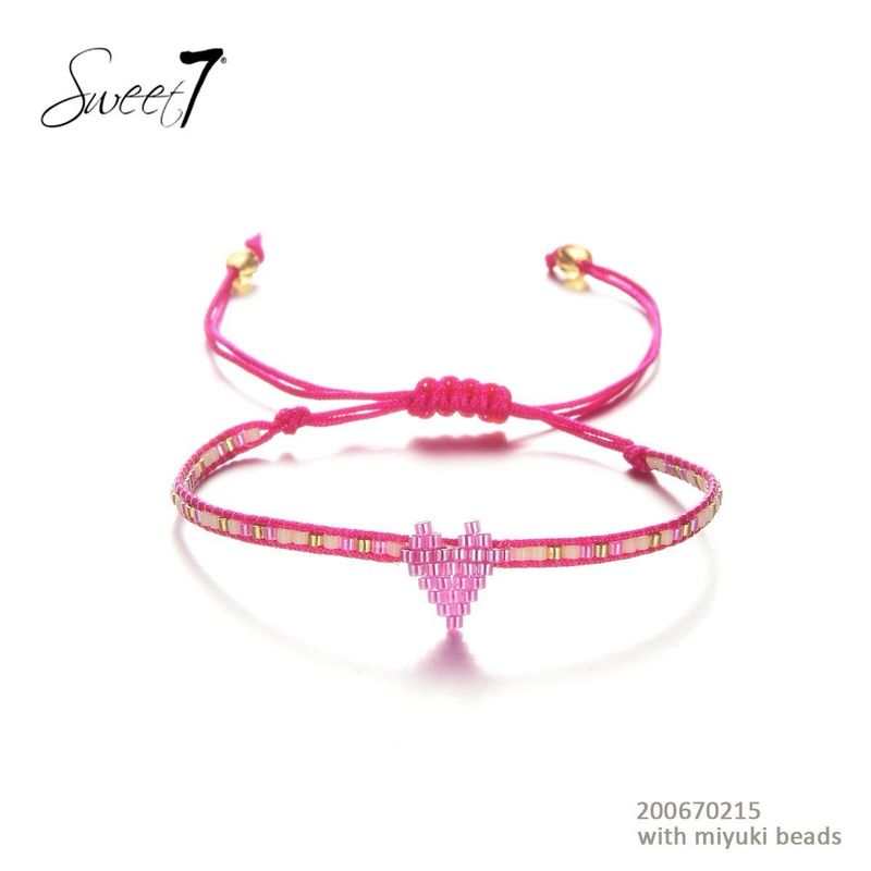 Sweet 7 Armbandje Hartje Roze Miyuki beads Verstelbaar Sweet 7 Armbandje Hartje Roze Miyuki beads Verstelbaar