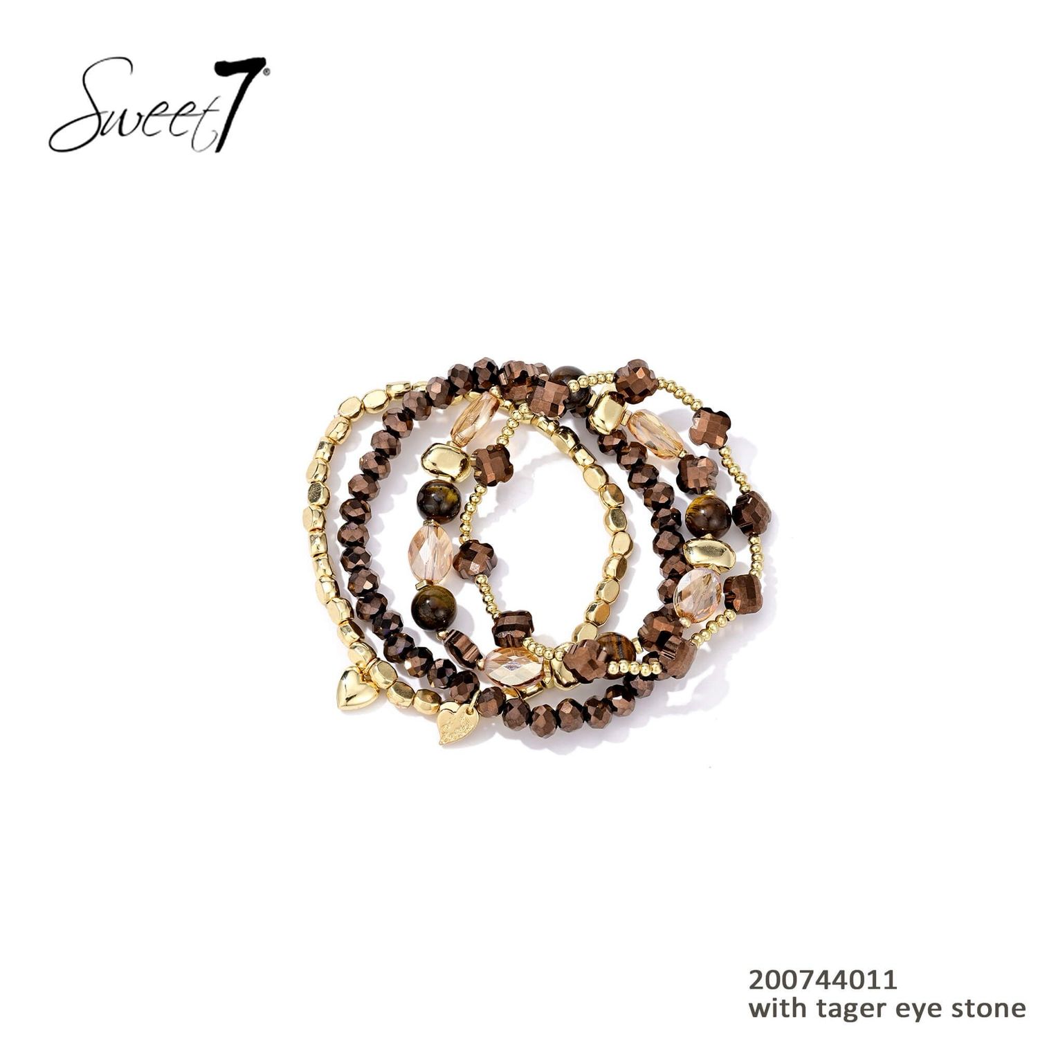Sweet 7 Set Armbandjes Camel Goud Met Landschapsjaspis Sweet 7 Set Armbandjes Camel Goud Met Landschapsjaspis