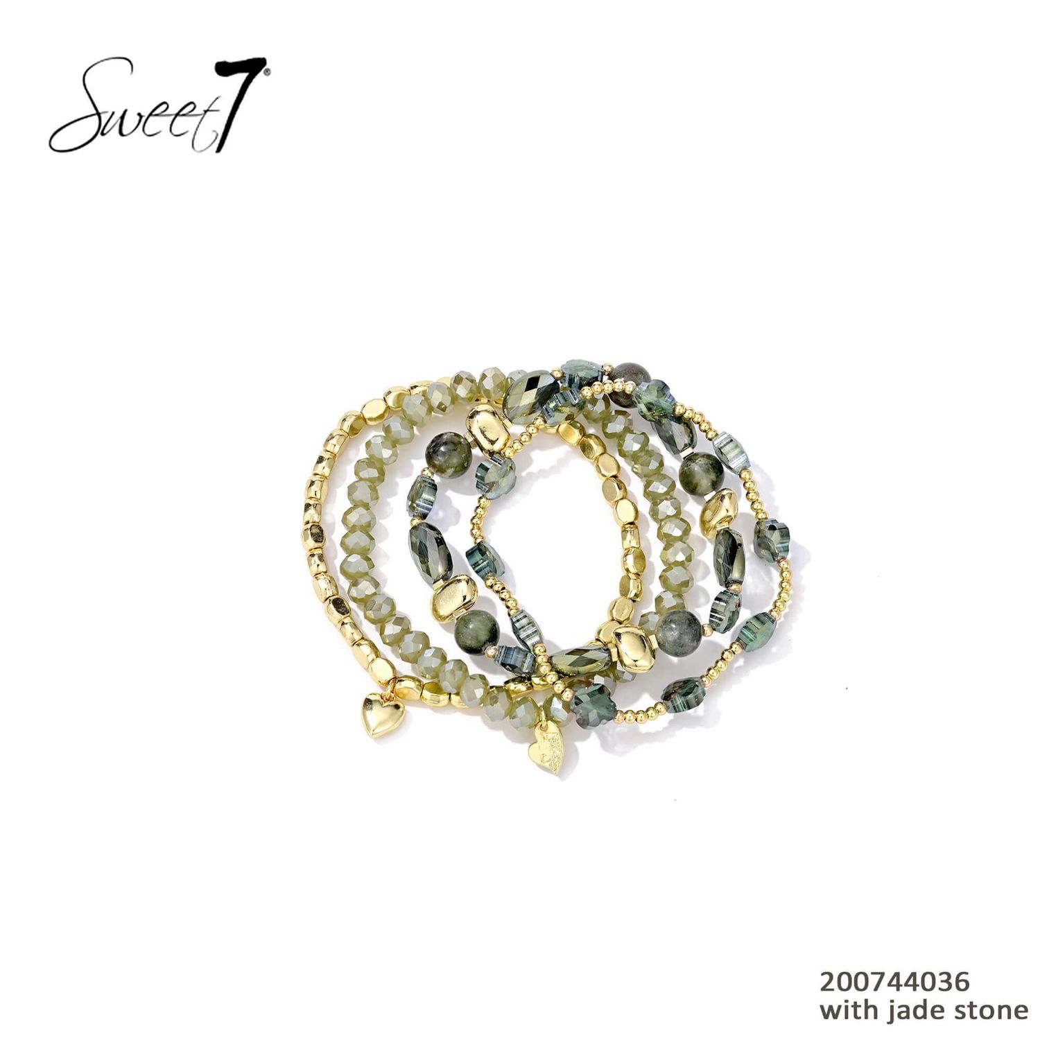 Sweet 7 Set Armbandjes Blauw Goud Met Sodaliet Steen Sweet 7 Set Armbandjes Blauw Goud Met Sodaliet Steen