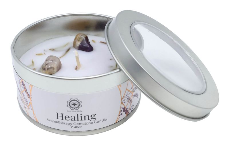 Green Tree Kaars In Blikje 'Healing' Amethist + Lavendel 70g Green Tree Kaars In Blikje 'Healing' Amethist + Lavendel 70g