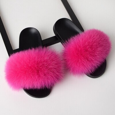 Fox Fur Women Sandals /Slippers/ Flip Flops