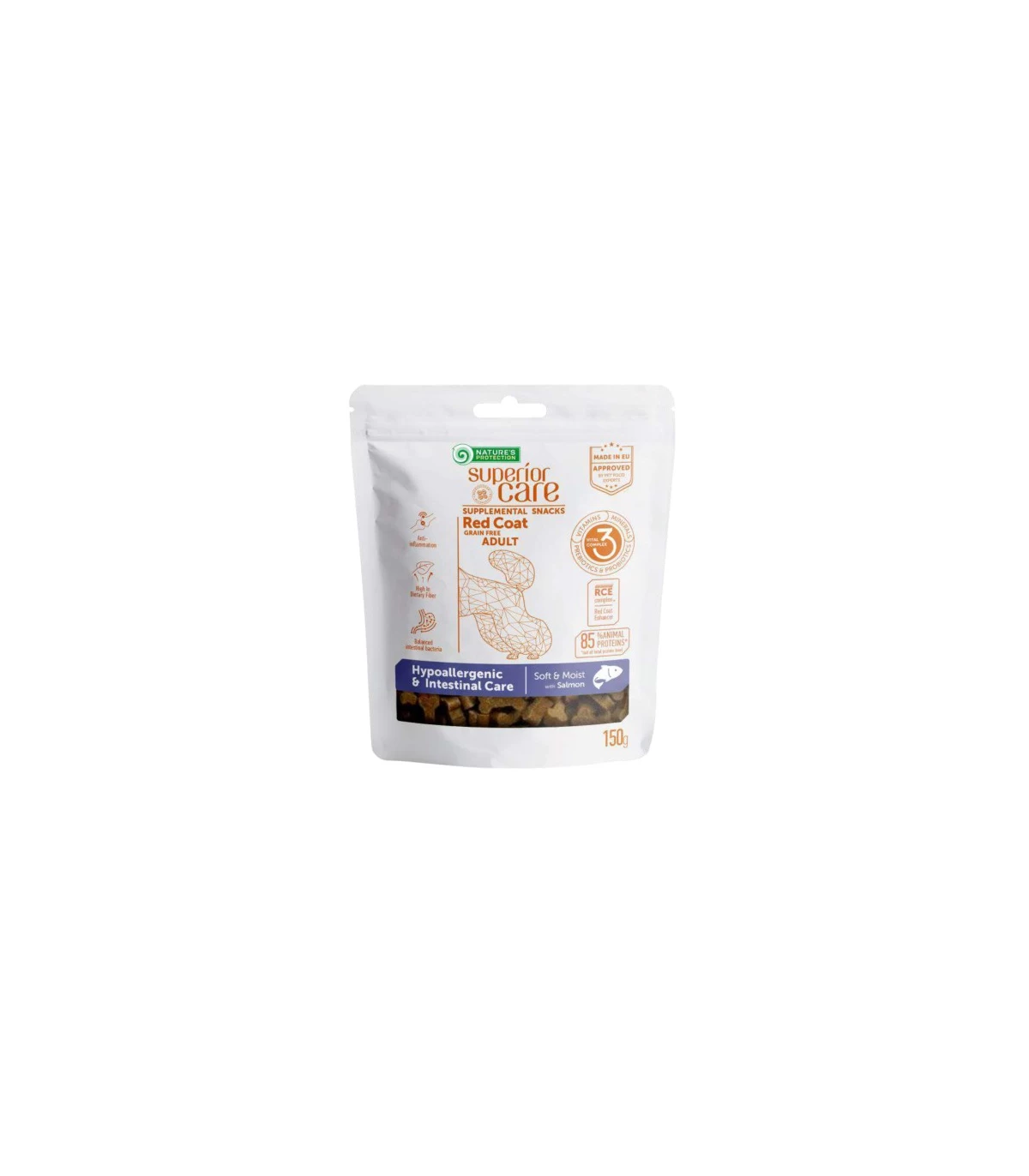 Nature&#39;s Protection Superior Care Cane Snack Red Coat Hypoallergenic &amp; Intestinal Care Salmone 150 Gr