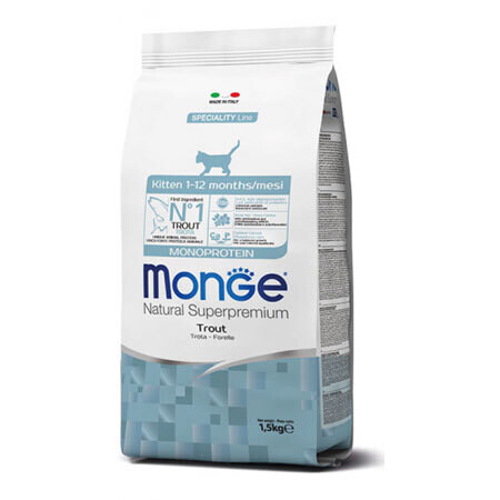 Monge natural super premium Trout 1,5 Kitten 1-12 mesi