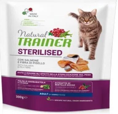 Natural trainer gatto adulto sterilizzato salmone e fibra di pisello 300gr