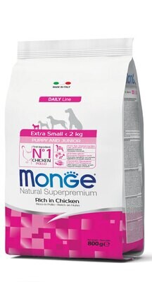 Monge natural super premium - Extra Small Puppy &amp; Junior Ricco di Pollo 800gr