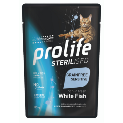 Prolife Cat Sterilised Bustine 85 gr Pesce bianco