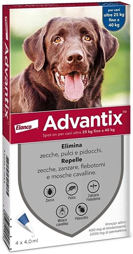 Advantix Spot-on per Cani fino 4 pipette fino a 40kg di peso