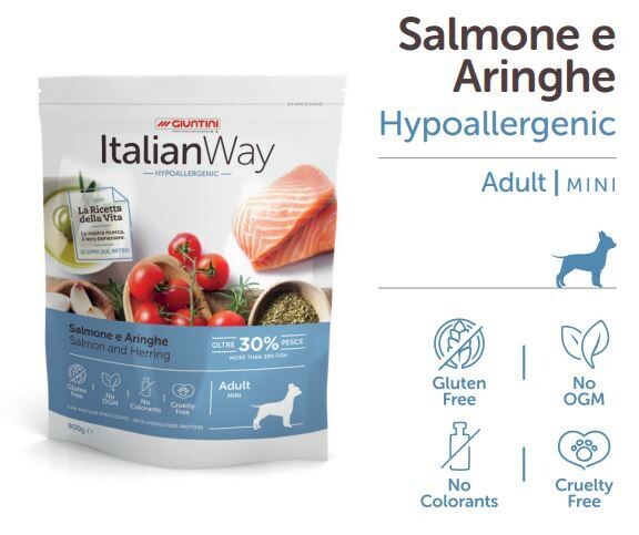 Italian Way Hypoallergenic Salmone e Aringhe 800gr adult mini