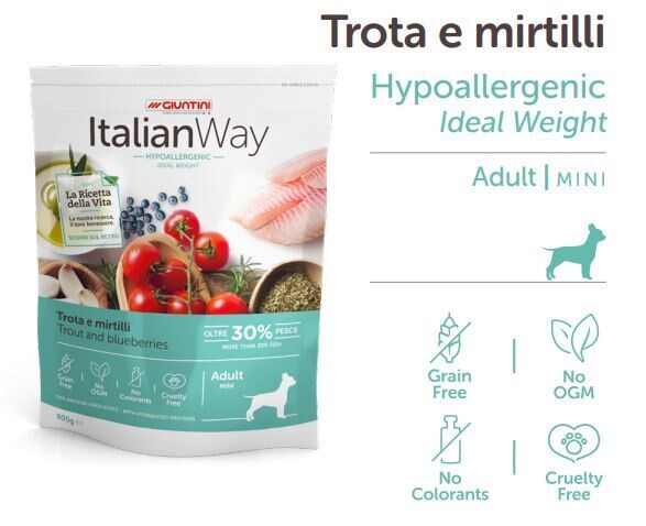 Italian Way Hypoallergenic - Ideal Weight Trota e Mirtilli 1,5kg mini adult