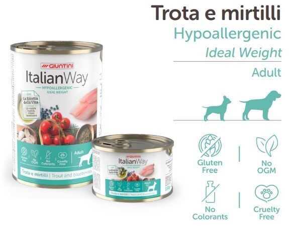 Italian Way Hypoallergenic Ideal Weight trota e mirtilli 150gr adult mini