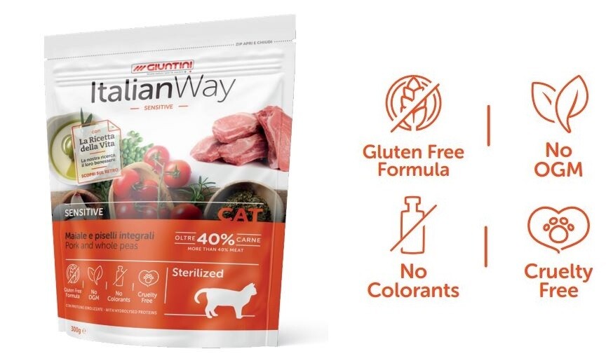 ItalianWay Sterilized Sensitive Maiale e piselli integrali 300gr