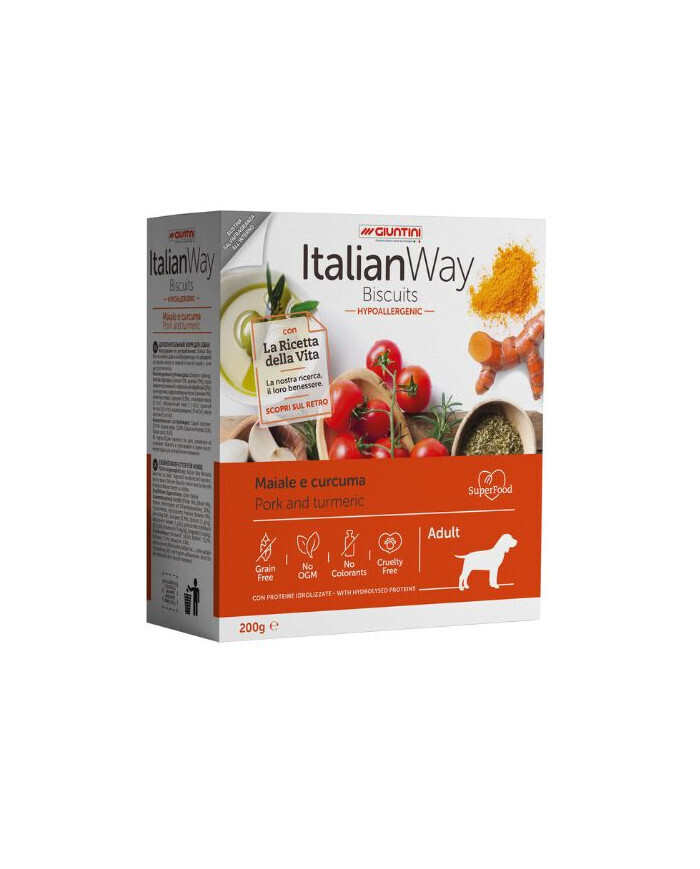 Italian Way Dog Adult Hypoallergenic Biscotti Maiale E Curcuma 200gr